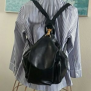 Black leather backpack